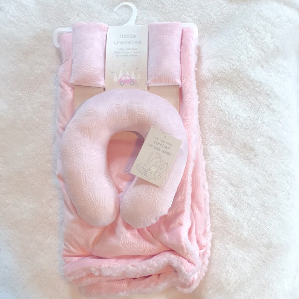 NWT | Baby Blanket Travel Set | Pink with letters